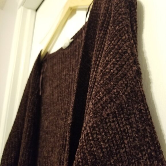 Velvet Purple Slouchy Open Chunky Knit Cardigan Sweater Soft Warm & Cozy Medium - Picture 5 of 14